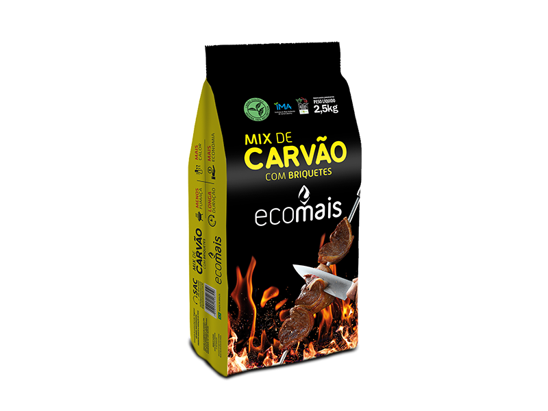 MIX DE CARVÃO COM BRIQUETES 2,5 KG